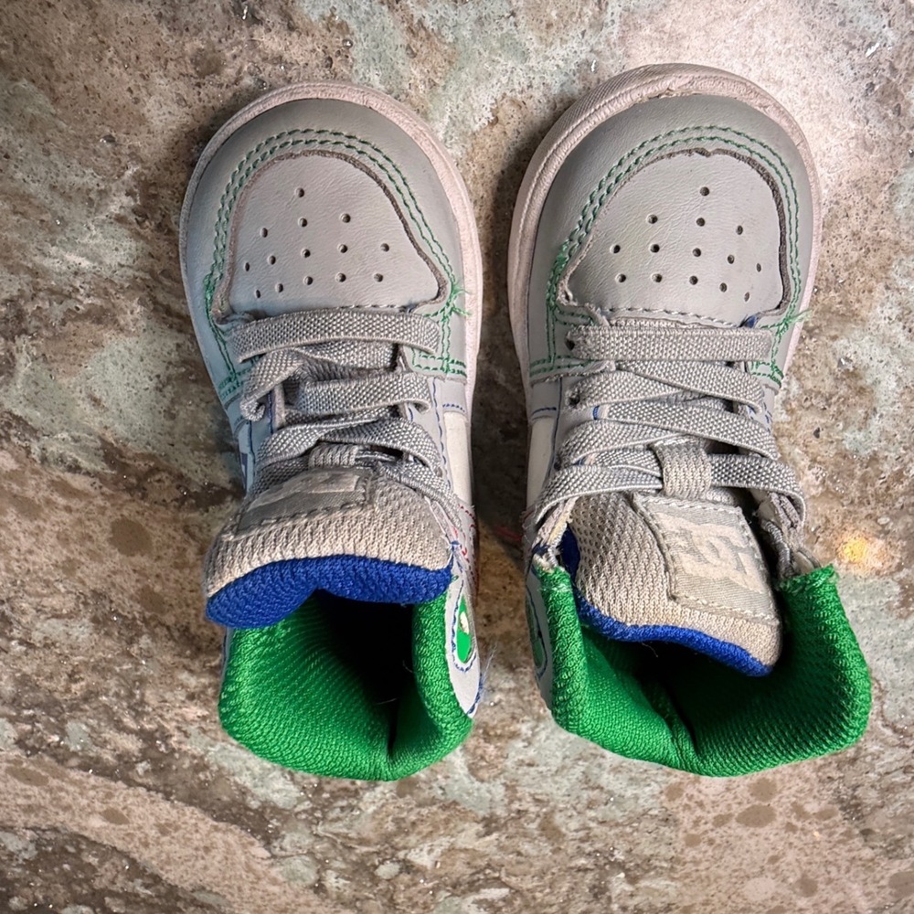 DC Shoes Kids Toddler Pure High Top Sneakers Gray Blue Green Leather Size 5 - Picture 2 of 5
